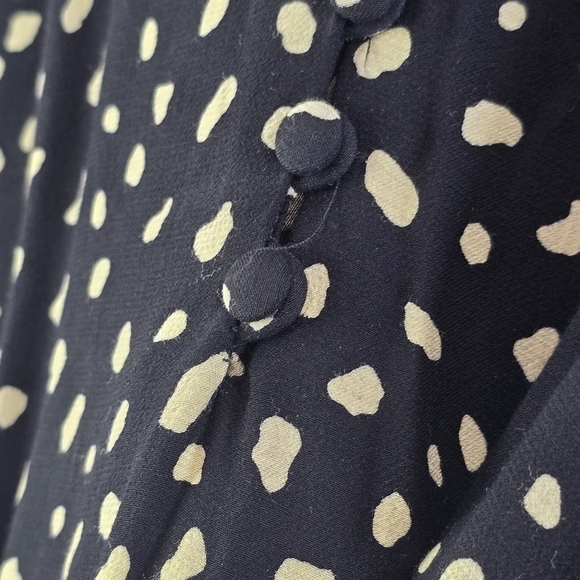 Rails Dress Womens Large Black Polka Dot Karla Ivory Spots Button Mini Smocked - Picture 10 of 15